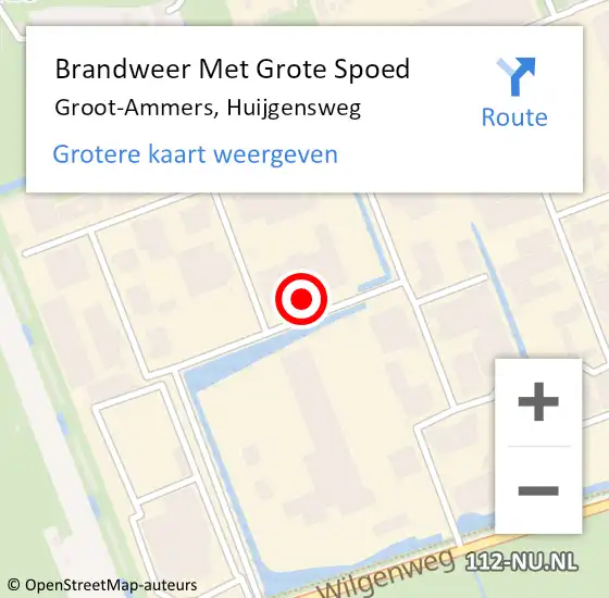 Locatie op kaart van de 112 melding: Brandweer Met Grote Spoed Naar Groot-Ammers, Huijgensweg op 11 september 2014 07:48