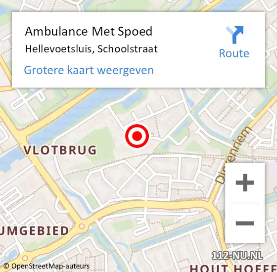 Locatie op kaart van de 112 melding: Ambulance Met Spoed Naar Hellevoetsluis, Schoolstraat op 10 oktober 2023 08:40