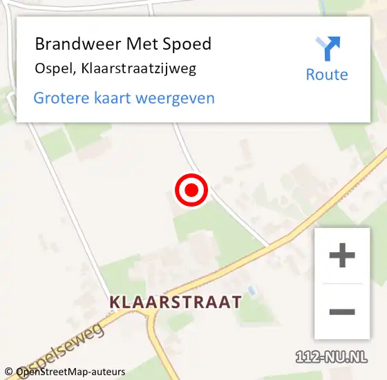 Locatie op kaart van de 112 melding: Brandweer Met Spoed Naar Ospel, Klaarstraatzijweg op 10 oktober 2023 08:42