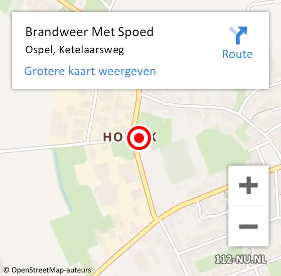 Locatie op kaart van de 112 melding: Brandweer Met Spoed Naar Ospel, Ketelaarsweg op 10 oktober 2023 08:48