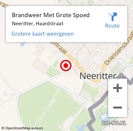Locatie op kaart van de 112 melding: Brandweer Met Grote Spoed Naar Neeritter, Haardstraat op 10 oktober 2023 08:53