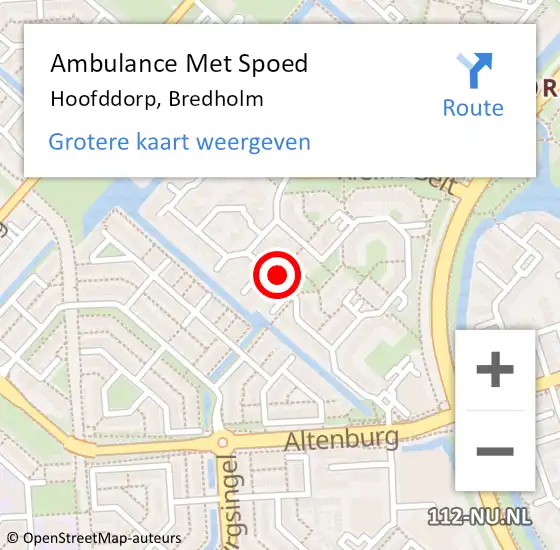 Locatie op kaart van de 112 melding: Ambulance Met Spoed Naar Hoofddorp, Bredholm op 10 oktober 2023 08:58