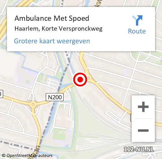 Locatie op kaart van de 112 melding: Ambulance Met Spoed Naar Haarlem, Korte Verspronckweg op 10 oktober 2023 09:04