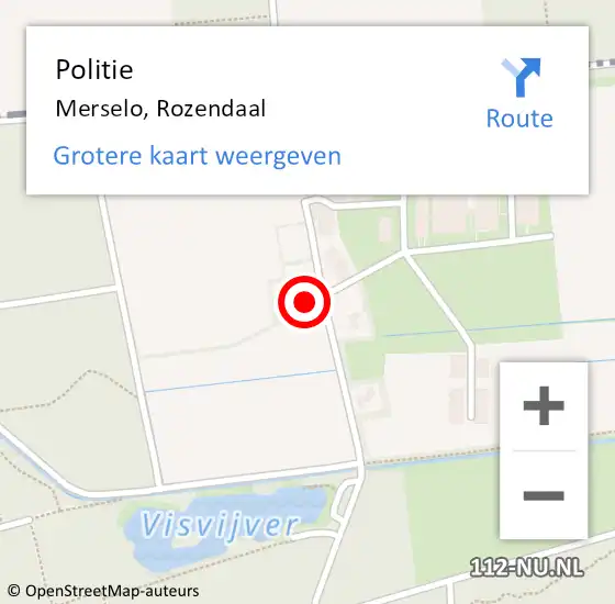 Locatie op kaart van de 112 melding: Politie Merselo, Rozendaal op 10 oktober 2023 09:20