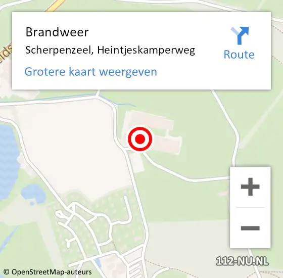 Locatie op kaart van de 112 melding: Brandweer Scherpenzeel, Heintjeskamperweg op 10 oktober 2023 09:21