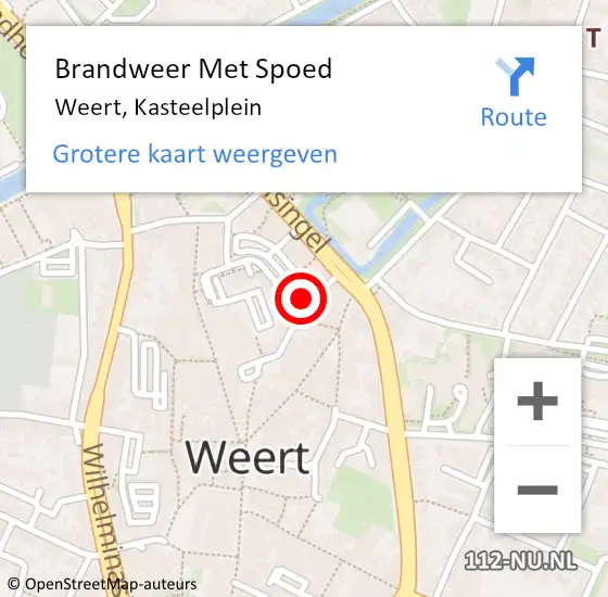 Locatie op kaart van de 112 melding: Brandweer Met Spoed Naar Weert, Kasteelplein op 10 oktober 2023 09:34