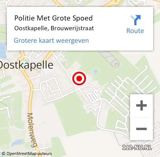 Locatie op kaart van de 112 melding: Politie Met Grote Spoed Naar Oostkapelle, Brouwerijstraat op 10 oktober 2023 09:37