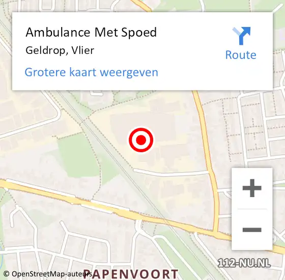 Locatie op kaart van de 112 melding: Ambulance Met Spoed Naar Geldrop, Vlier op 11 september 2014 08:04