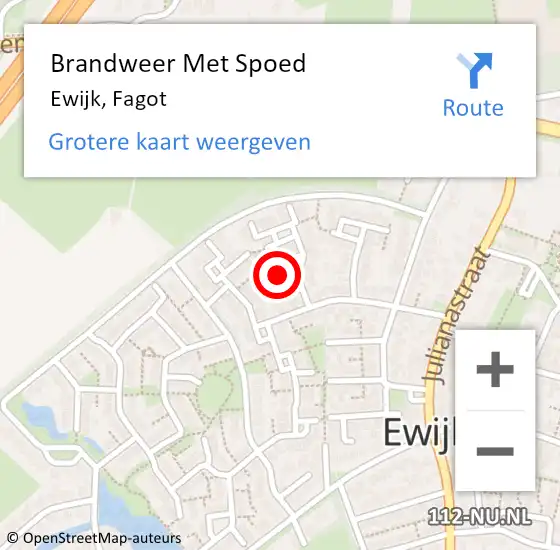 Locatie op kaart van de 112 melding: Brandweer Met Spoed Naar Ewijk, Fagot op 10 oktober 2023 10:20