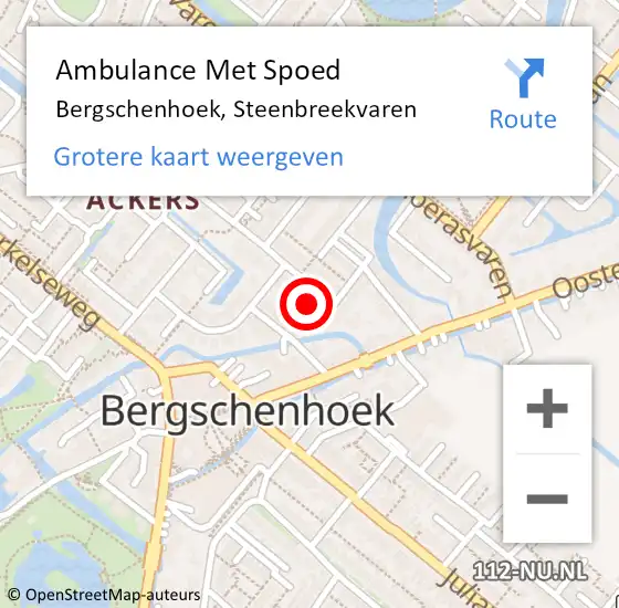 Locatie op kaart van de 112 melding: Ambulance Met Spoed Naar Bergschenhoek, Steenbreekvaren op 10 oktober 2023 10:25