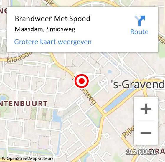 Locatie op kaart van de 112 melding: Brandweer Met Spoed Naar Maasdam, Smidsweg op 10 oktober 2023 10:50