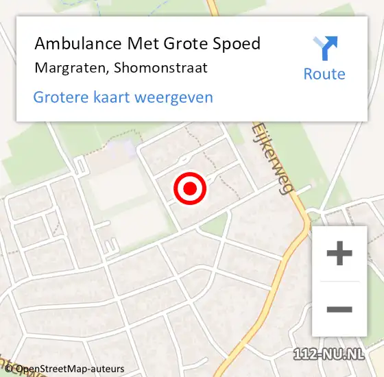 Locatie op kaart van de 112 melding: Ambulance Met Grote Spoed Naar Margraten, Shomonstraat op 11 september 2014 08:12