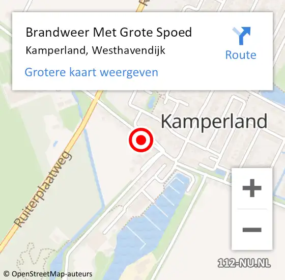 Locatie op kaart van de 112 melding: Brandweer Met Grote Spoed Naar Kamperland, Westhavendijk op 10 oktober 2023 11:19