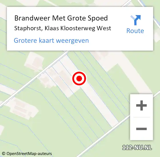 Locatie op kaart van de 112 melding: Brandweer Met Grote Spoed Naar Staphorst, Klaas Kloosterweg West op 10 oktober 2023 11:22
