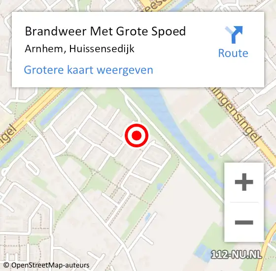 Locatie op kaart van de 112 melding: Brandweer Met Grote Spoed Naar Arnhem, Huissensedijk op 10 oktober 2023 11:32