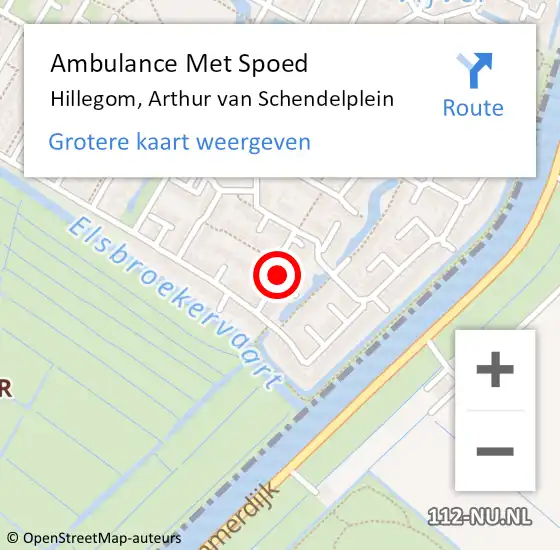 Locatie op kaart van de 112 melding: Ambulance Met Spoed Naar Hillegom, Arthur van Schendelplein op 10 oktober 2023 11:36
