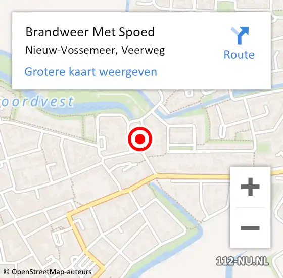 Locatie op kaart van de 112 melding: Brandweer Met Spoed Naar Nieuw-Vossemeer, Veerweg op 10 oktober 2023 11:44
