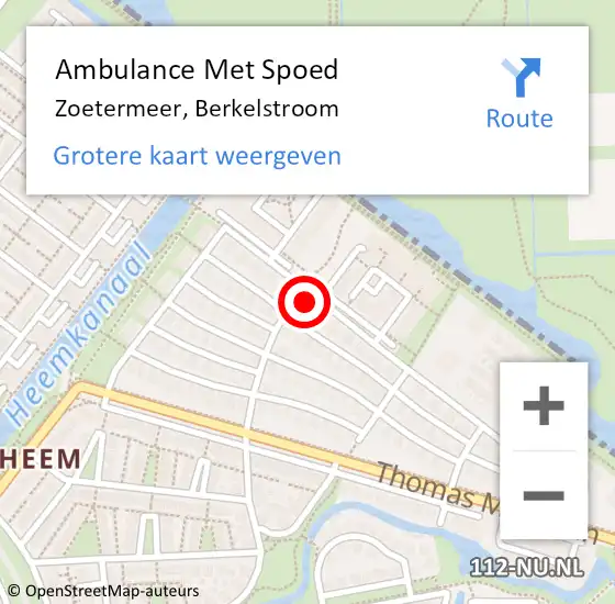 Locatie op kaart van de 112 melding: Ambulance Met Spoed Naar Zoetermeer, Berkelstroom op 10 oktober 2023 12:21