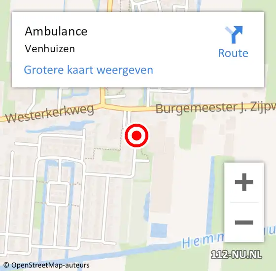 Locatie op kaart van de 112 melding: Ambulance Venhuizen op 10 oktober 2023 12:48