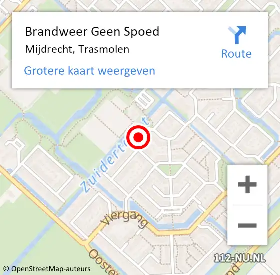 Locatie op kaart van de 112 melding: Brandweer Geen Spoed Naar Mijdrecht, Trasmolen op 10 oktober 2023 12:49