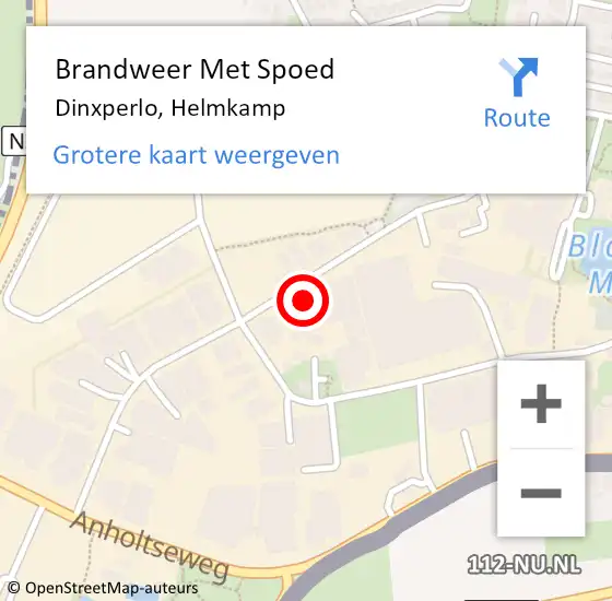 Locatie op kaart van de 112 melding: Brandweer Met Spoed Naar Dinxperlo, Helmkamp op 10 oktober 2023 12:51