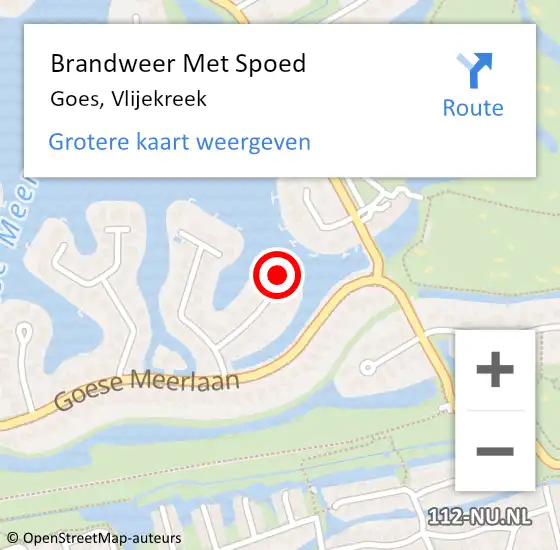 Locatie op kaart van de 112 melding: Brandweer Met Spoed Naar Goes, Vlijekreek op 10 oktober 2023 13:32