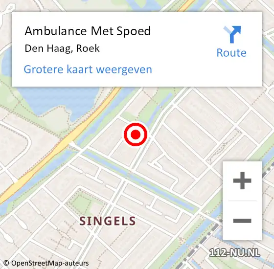 Locatie op kaart van de 112 melding: Ambulance Met Spoed Naar Den Haag, Roek op 10 oktober 2023 13:37