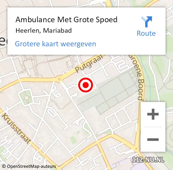 Locatie op kaart van de 112 melding: Ambulance Met Grote Spoed Naar Heerlen, Mariabad op 10 oktober 2023 14:17