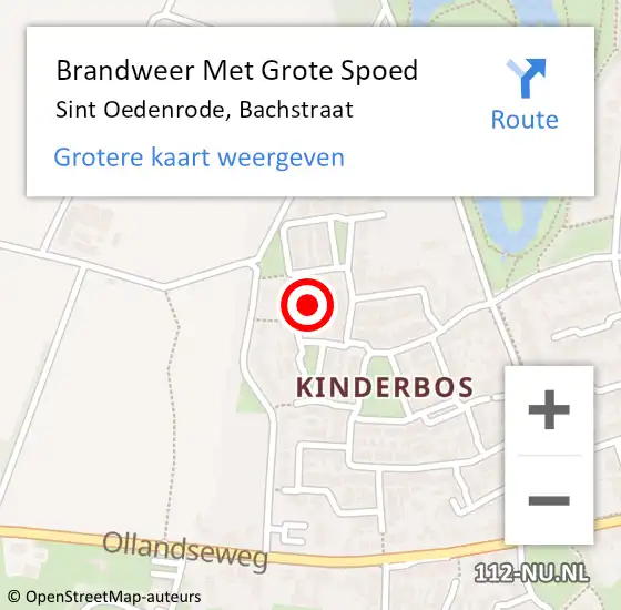 Locatie op kaart van de 112 melding: Brandweer Met Grote Spoed Naar Sint Oedenrode, Bachstraat op 10 oktober 2023 14:19