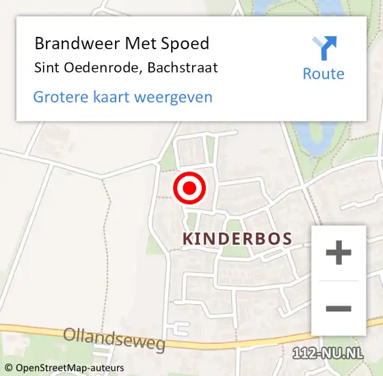 Locatie op kaart van de 112 melding: Brandweer Met Spoed Naar Sint Oedenrode, Bachstraat op 10 oktober 2023 14:20