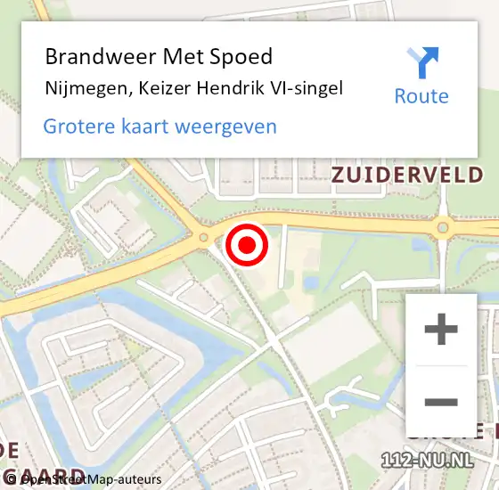 Locatie op kaart van de 112 melding: Brandweer Met Spoed Naar Nijmegen, Keizer Hendrik VI-singel op 10 oktober 2023 14:39