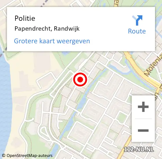 Locatie op kaart van de 112 melding: Politie Papendrecht, Randwijk op 10 oktober 2023 14:42