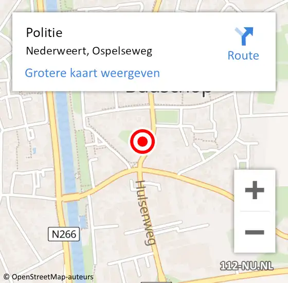 Locatie op kaart van de 112 melding: Politie Nederweert, Ospelseweg op 10 oktober 2023 14:44