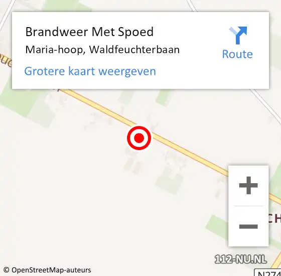 Locatie op kaart van de 112 melding: Brandweer Met Spoed Naar Maria-hoop, Waldfeuchterbaan op 10 oktober 2023 14:54
