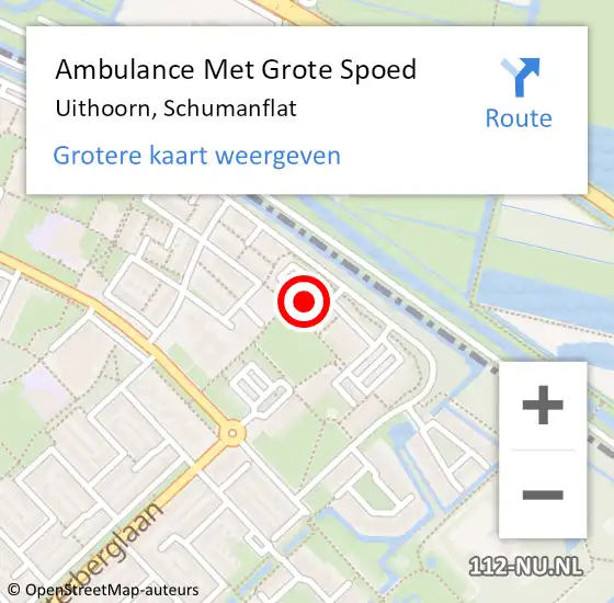 Locatie op kaart van de 112 melding: Ambulance Met Grote Spoed Naar Uithoorn, Schumanflat op 10 oktober 2023 14:58