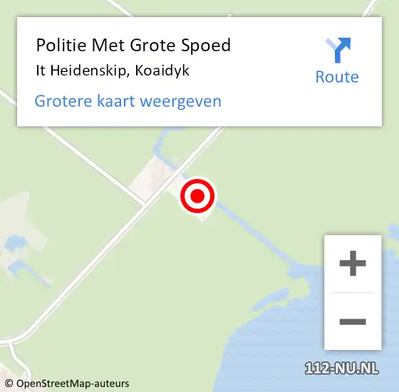 Locatie op kaart van de 112 melding: Politie Met Grote Spoed Naar It Heidenskip, Koaidyk op 10 oktober 2023 15:04