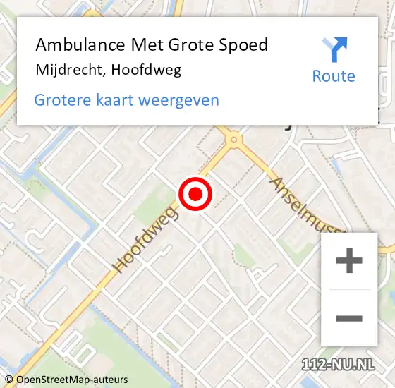 Locatie op kaart van de 112 melding: Ambulance Met Grote Spoed Naar Mijdrecht, Hoofdweg op 10 oktober 2023 15:32