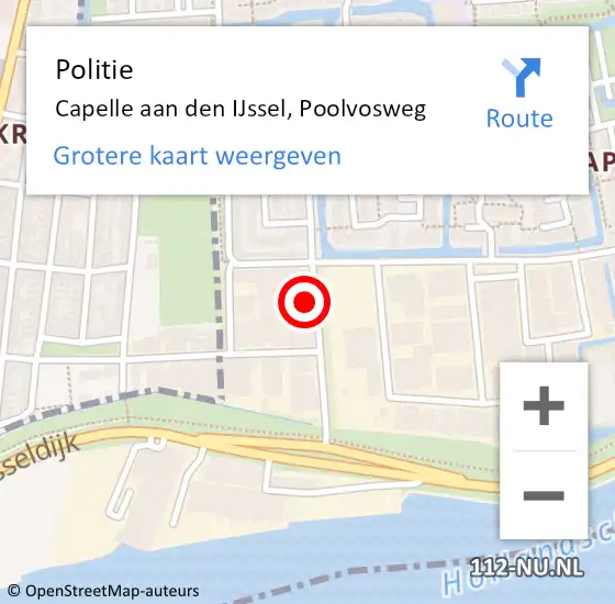 Locatie op kaart van de 112 melding: Politie Capelle aan den IJssel, Poolvosweg op 10 oktober 2023 15:48