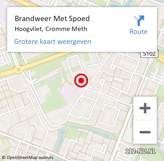 Locatie op kaart van de 112 melding: Brandweer Met Spoed Naar Hoogvliet, Cromme Meth op 10 oktober 2023 15:49