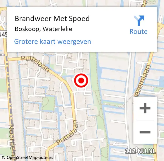 Locatie op kaart van de 112 melding: Brandweer Met Spoed Naar Boskoop, Waterlelie op 10 oktober 2023 15:54