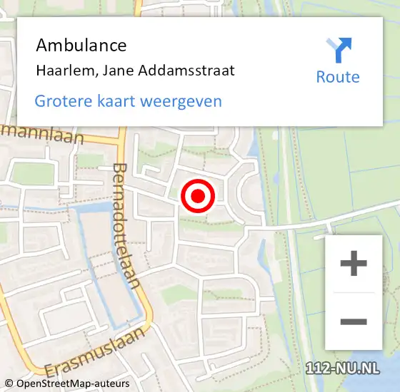 Locatie op kaart van de 112 melding: Ambulance Haarlem, Jane Addamsstraat op 10 oktober 2023 16:00