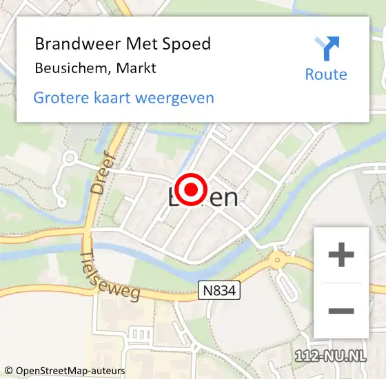 Locatie op kaart van de 112 melding: Brandweer Met Spoed Naar Beusichem, Markt op 10 oktober 2023 16:09