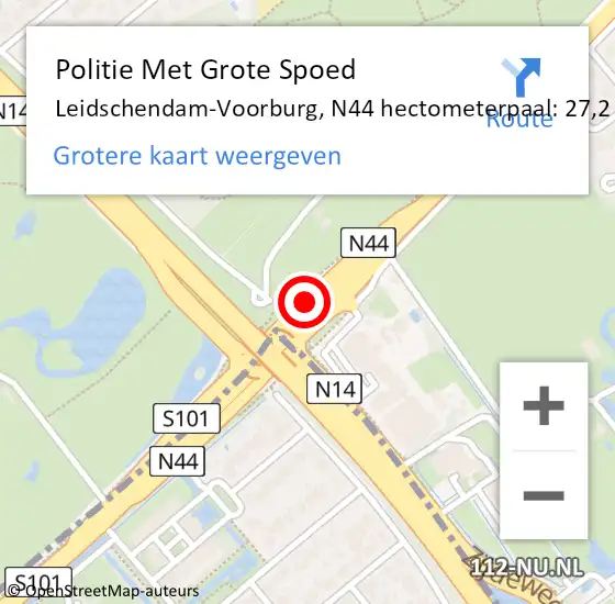 Locatie op kaart van de 112 melding: Politie Met Grote Spoed Naar Leidschendam-Voorburg, N44 hectometerpaal: 27,2 op 10 oktober 2023 16:22