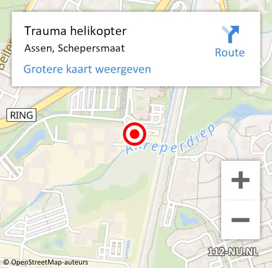 Locatie op kaart van de 112 melding: Trauma helikopter Assen, Schepersmaat op 10 oktober 2023 16:24