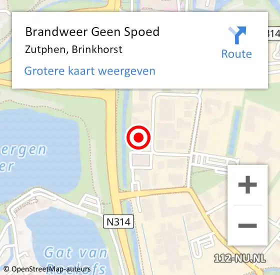 Locatie op kaart van de 112 melding: Brandweer Geen Spoed Naar Zutphen, Brinkhorst op 10 oktober 2023 16:38