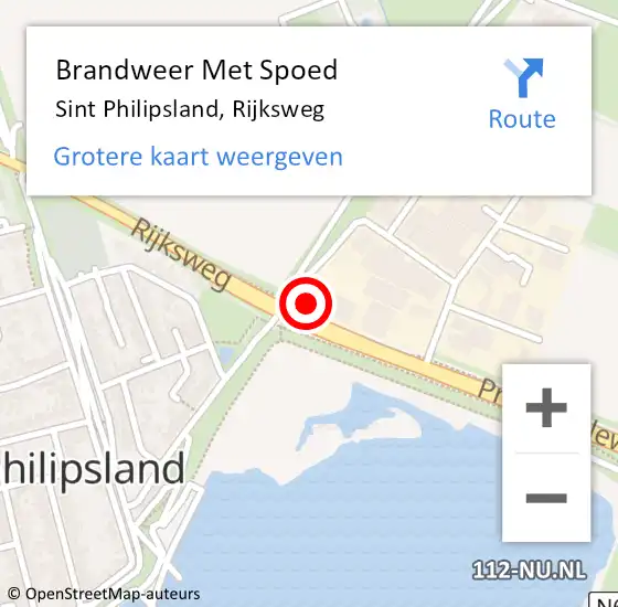 Locatie op kaart van de 112 melding: Brandweer Met Spoed Naar Sint Philipsland, Rijksweg op 10 oktober 2023 16:50