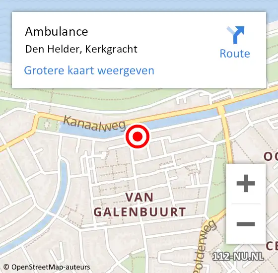 Locatie op kaart van de 112 melding: Ambulance Den Helder, Kerkgracht op 10 oktober 2023 16:52