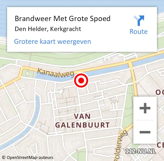 Locatie op kaart van de 112 melding: Brandweer Met Grote Spoed Naar Den Helder, Kerkgracht op 10 oktober 2023 16:52