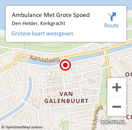 Locatie op kaart van de 112 melding: Ambulance Met Grote Spoed Naar Den Helder, Kerkgracht op 10 oktober 2023 16:55