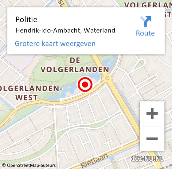 Locatie op kaart van de 112 melding: Politie Hendrik-Ido-Ambacht, Waterland op 10 oktober 2023 17:25